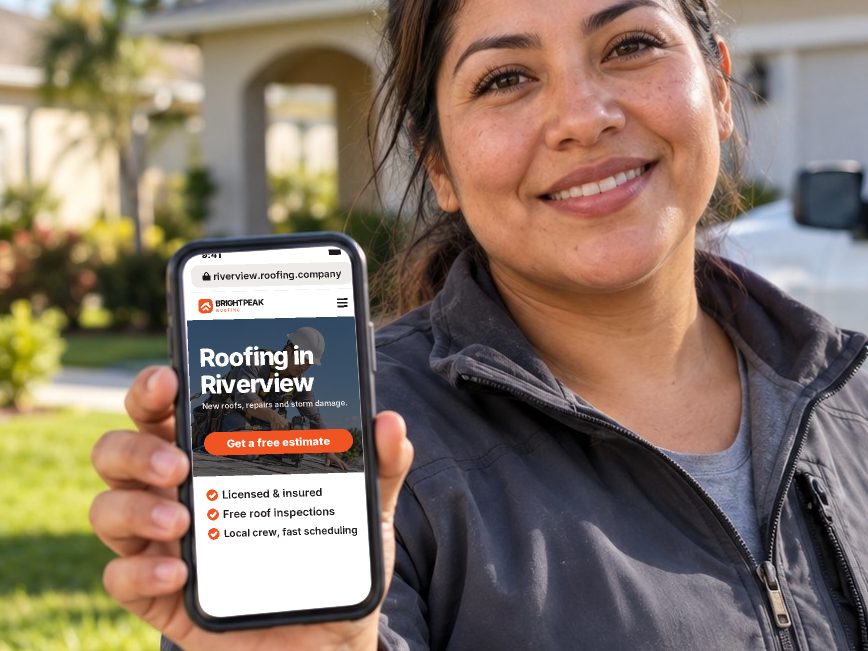 riverview.roofing.company open in a phone browser